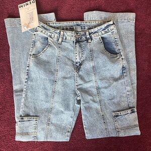 Light Blue Denim Cargo Pants